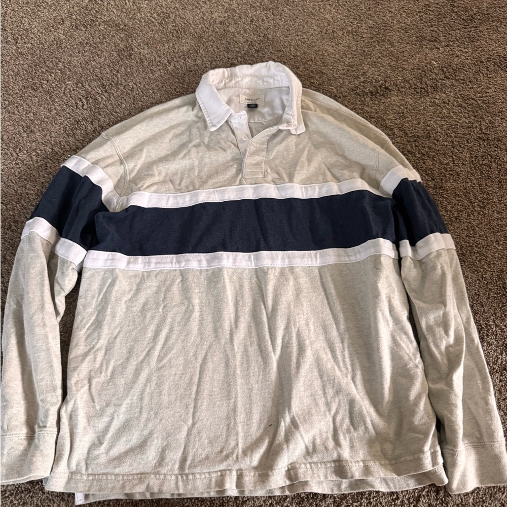 American Eagle Long Sleeve Rugby Polo